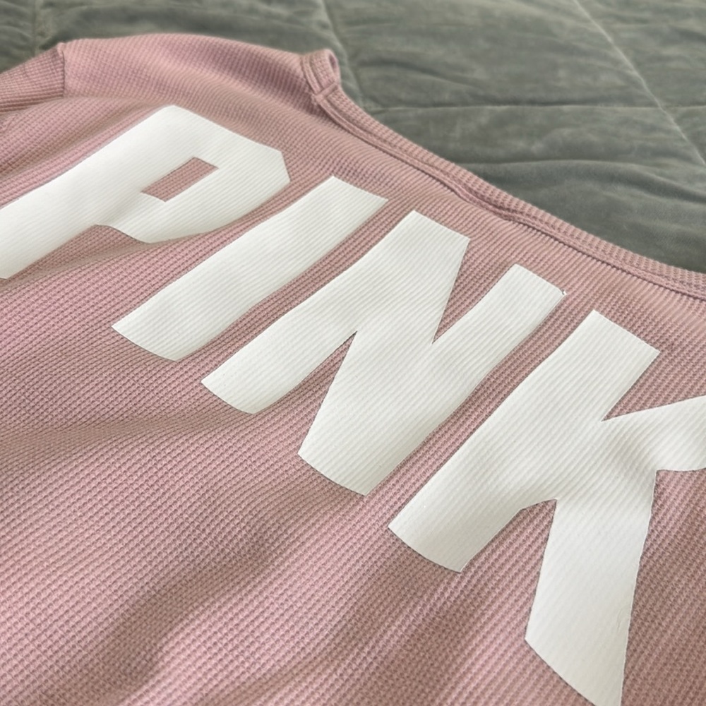 “PINK” Pink Long sleeve waffle